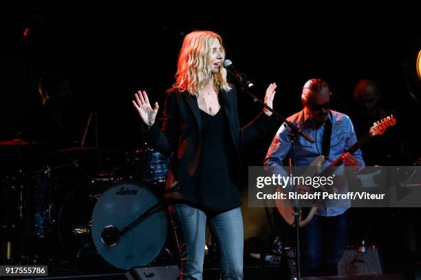 Sandrine Kiberlain performs during the Charity Gala against Alzheimer's disease at Salle Pleyel on February 12, 2018 in Paris, France.