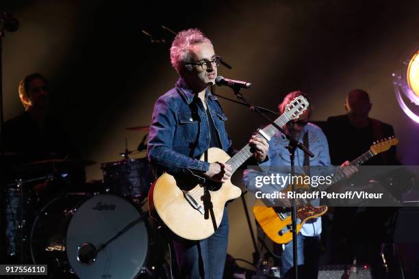 Vincent Delerm performs during the Charity Gala against Alzheimer's disease at Salle Pleyel on February 12, 2018 in Paris, France.