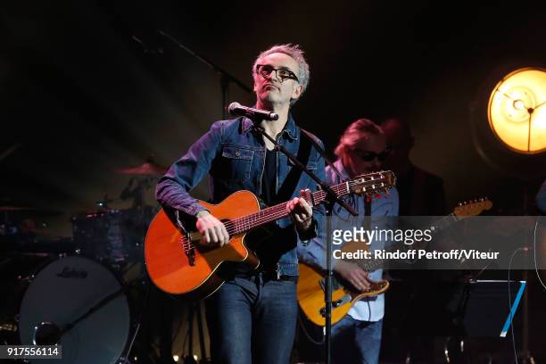 Vincent Delerm performs during the Charity Gala against Alzheimer's disease at Salle Pleyel on February 12, 2018 in Paris, France.