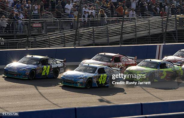 Jimmie Johnson, driver of the Lowe's/Jimmie Johnson Foundation Chevrolet, Jeff Gordon, driver of the DuPont/Pepsi Chevrolet, Juan Pablo Montoya,...