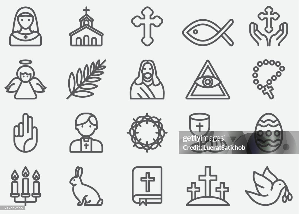 Iconos de línea de cristianismo