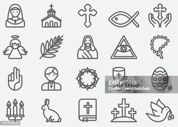 ilustrações de stock, clip art, desenhos animados e ícones de christianity line icons - ceremony
