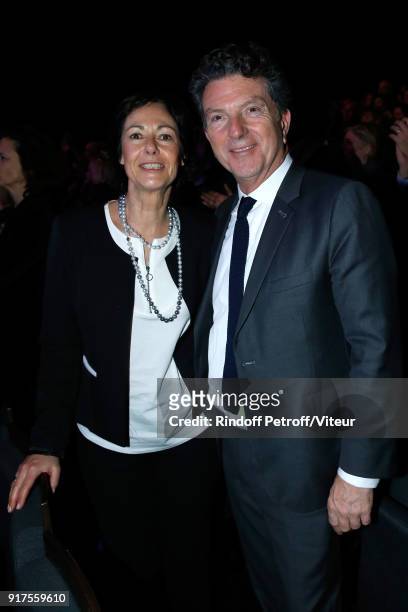 General Director of AUDIENS, Patrick Bezier and his wife attend the Charity Gala against Alzheimer's disease at Salle Pleyel on February 12, 2018 in...