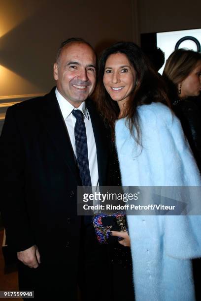 Philippe Journo and his wife Karine attend the Charity Gala against Alzheimer's disease - Cocktail at Hotel Salomon de Rothschild on February 12,...