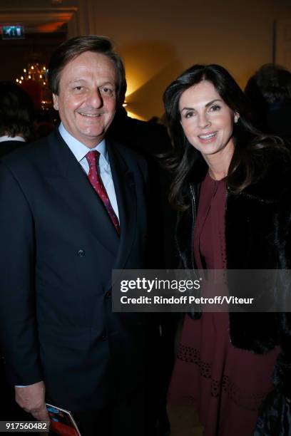 Jean-Luc Allavena and Caroline Barclay attend the Charity Gala against Alzheimer's disease - Cocktail at Hotel Salomon de Rothschild on February 12,...