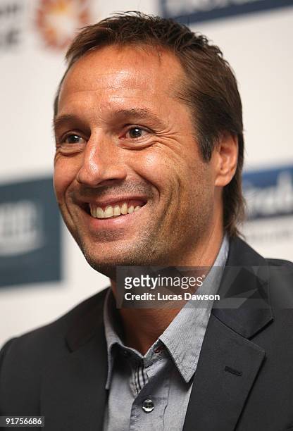 Newly appointed Melbourne Heart coach John van't Schip talks to the media during a media conference to announce his appointment at the new A-League...