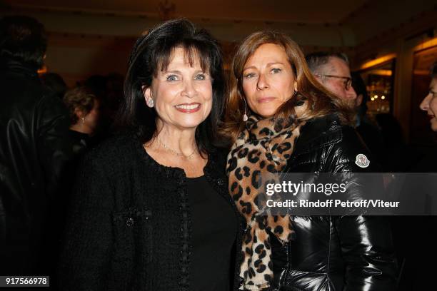 Anne Sinclair and Anne Gravoin attend "Quelque Part dans cette Vie" Generale at Theatre Edouard VII on February 12, 2018 in Paris, France.