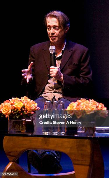 Actor Steve Buscemi is interviewed during "A Conversation With" as part of the 17th Annual Hamptons International Film Festival at the Guild Hall on...