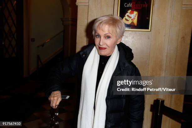 Singer Nicole Croisille attends "Quelque Part dans cette Vie" Generale at Theatre Edouard VII on February 12, 2018 in Paris, France.