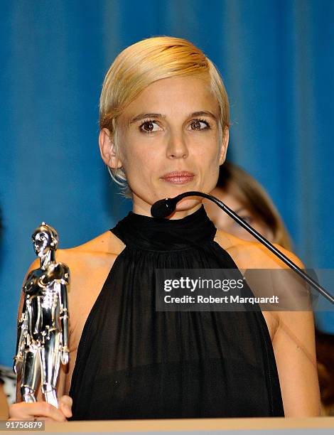 Actress Elena Anaya was given the Best Actress Award for the film 'Hierro' at the 42nd Sitges Film Festival on October 11, 2009 in Barcelona, Spain.