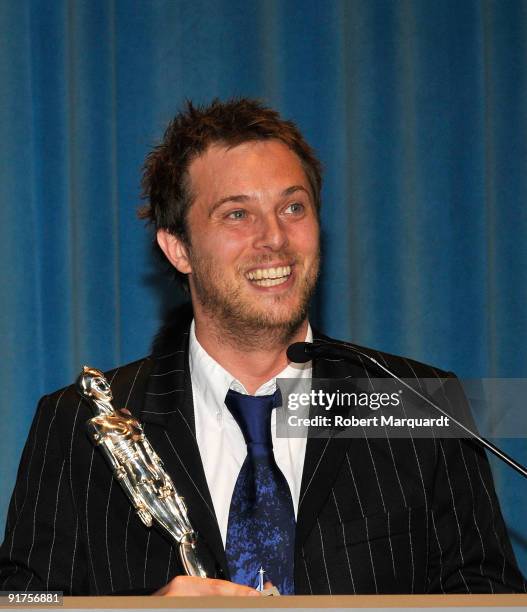 Director Duncan Jones receives the Best Production Design award for the film 'Moon' at the 42nd Sitges Film Festival on October 11, 2009 in...