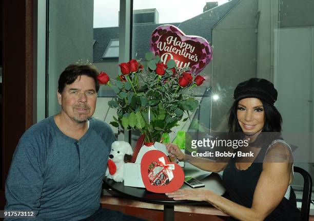 Real Housewife Of New Jersey cast member Danielle Staub is surprised with bouquet for Valentines Day by fiance Marty Caffrey at Dance With Me Studio...