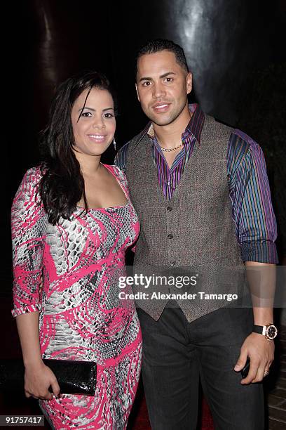 Jessica Beltran and Carlos Beltran arrive at the ESPN Deportes and Viceroy Miami Party to welcome the Latino owners of the Miami Dolphins event at...