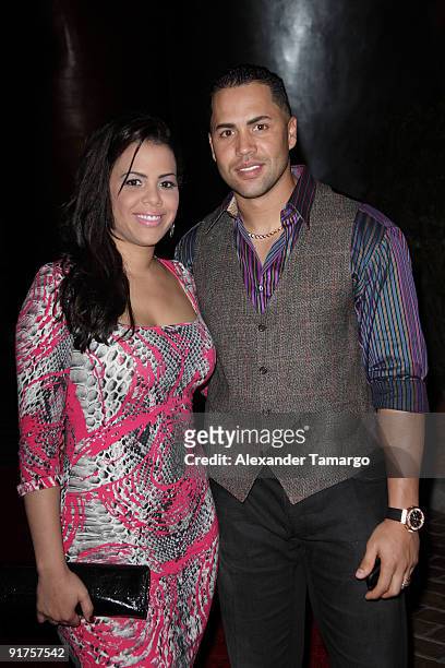 Jessica Beltran and Carlos Beltran arrive at the ESPN Deportes and Viceroy Miami Party to welcome the Latino owners of the Miami Dolphins event at...