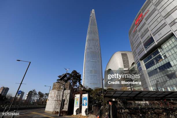 The Lotte World Tower, which houses the Lotte Group headquarters, stands in Seoul, South Korea, on Tuesday, Feb. 13, 2018. The Seoul Central District...