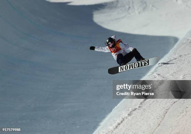 Haruna Matsumoto of Japan during the Snowboard Ladies' Halfpipe Final on day four of the PyeongChang 2018 Winter Olympic Games at Phoenix Snow Park...