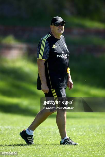 Head Coach Chris Boyd during a Hurricanes Super Rugby training session at Rugby League Park on February 13, 2018 in Wellington, New Zealand.