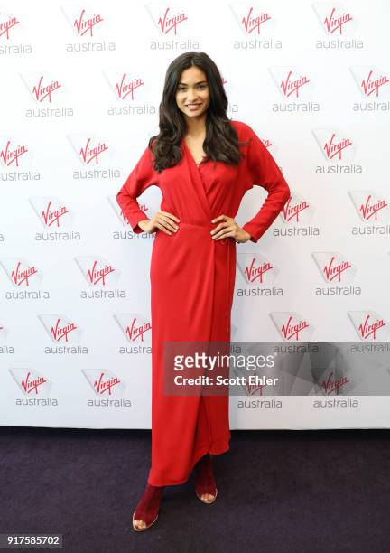 Kelly Gale poses at Ginger & Smart during Australia's first on board fashion show Virgin Australia Runway in the Sky on February 13, 2018 in Sydney,...