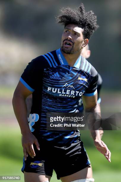 Ardie Savea of the Hurricanes during a Hurricanes Super Rugby training session at Rugby League Park on February 13, 2018 in Wellington, New Zealand.