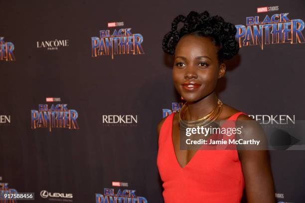 Lupita Nyong'o attends the Marvel Studios Black Panther Welcome to Wakanda New York Fashion Week Showcase at Industria Studios on February 12, 2018...