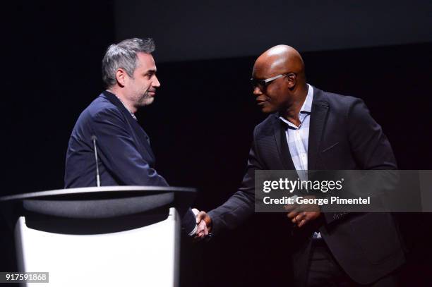 Director and writer Alex Garland and TIFF artistic director Cameron Bailey attend the TIFF special screening of 'Annihilaton' held at TIFF Bell...