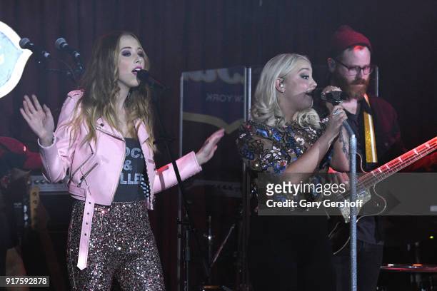 Recording artists Kalie Shorr and RaeLynn perform during CMT Next Women of Country at B.B. King Blues Club & Grill on February 12, 2018 in New York...