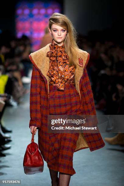 Willow Hand walks the runway during the Anna Sui fashion show during New York Fashion Week at Gallery I at Spring Studios on February 12, 2018 in New...