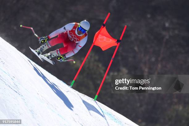 Michal Klusak of Poland competes during the Men's Alpine Combined Downhill on day four of the PyeongChang 2018 Winter Olympic Games at Jeongseon...