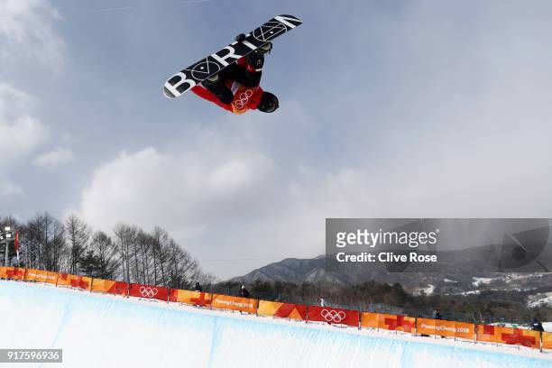 Yiwei Zhang of China competes during the Snowboard Men's Halfpipe Qualification on day four of the PyeongChang 2018 Winter Olympic Games at Phoenix...