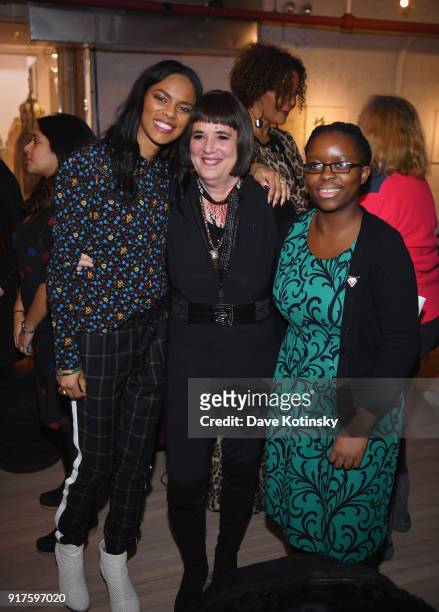 Noella Coursaris, Eve Ensler and guest pose during V20: My Revolution Lives In This Body activist evening, a V-Day 20th anniversary event at ABC...