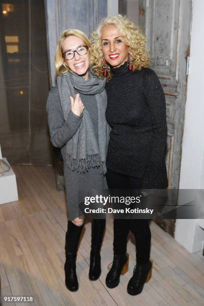 Leila Radan and guest pose during V20: My Revolution Lives In This Body activist evening, a V-Day 20th anniversary event at ABC Carpet on February...