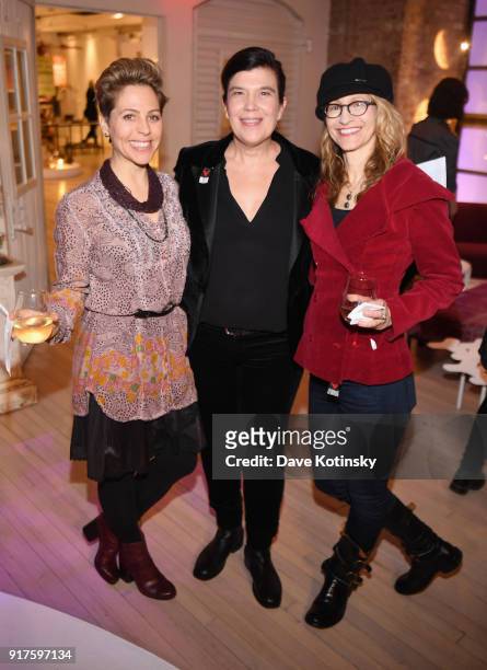 Teana David, Susan Celia Swan and Nan Crawford pose during V20: My Revolution Lives In This Body activist evening, a V-Day 20th anniversary event at...