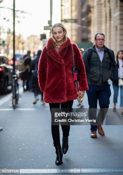 Dutch model Maartje Verhoef seen outside Oscar de la Renta on February 12, 2018 in New York City.