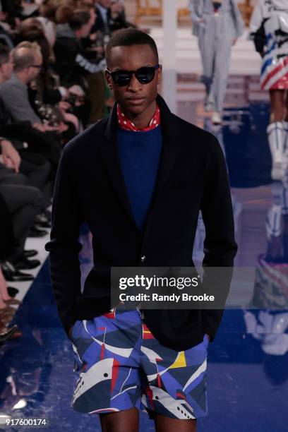 Model walks the runway at Ralph Lauren Spring/Summer 18 fashion show during the New York Fashion Week on February 12, 2018 in New York City.