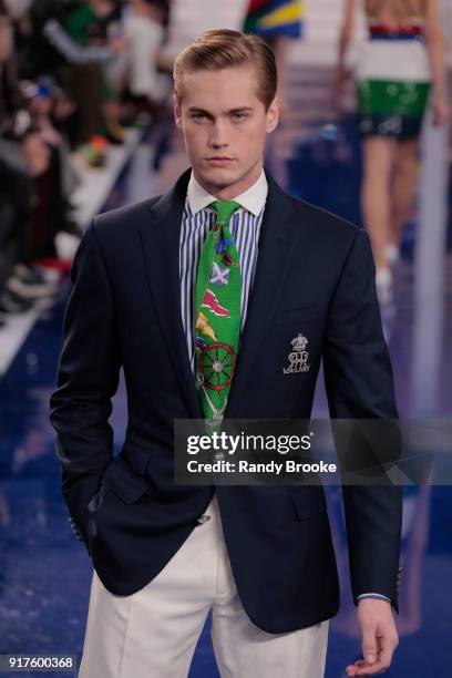 Model walks the runway at Ralph Lauren Spring/Summer 18 fashion show during the New York Fashion Week on February 12, 2018 in New York City.