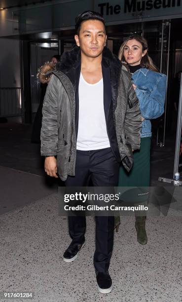 Fashion designer Prabal Gurung is seen leaving the Carolina Herrera fashion show during New York Fashion Week at the Museum of Modern Art on February...