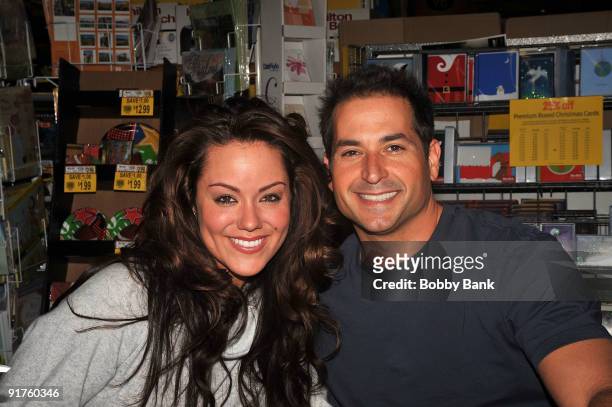 Katy Mixon and Bobby Deen signing copies of "The Deen Bros Take It Easy" at Wegmans Markets in Bridgewater, New Jersey on October 11, 2009 in New...