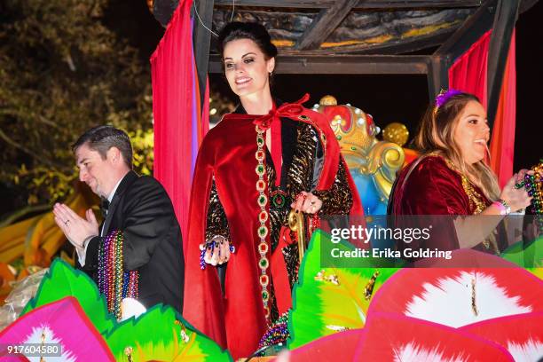 Actress Jamie Alexander rides in the 2018 Krewe of Orpheus Parade, the krewe's 25th anniversary, on February 12, 2018 in New Orleans, Louisiana.