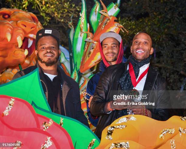 Musician Troy "Trombone Shorty" Andrews rides in the 2018 Krewe of Orpheus Parade, the krewe's 25th anniversary, on February 12, 2018 in New Orleans,...