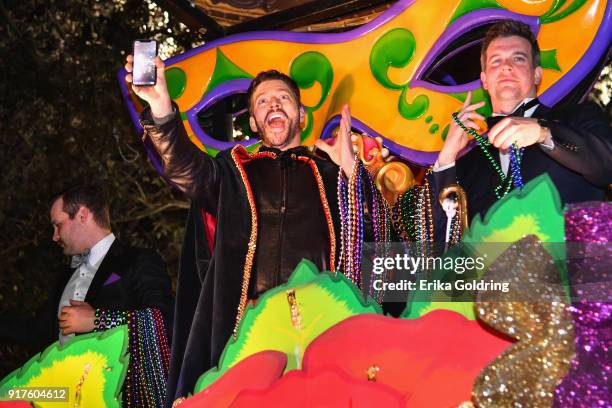 Musician Harry Connick, Jr. Rides in the 2018 Krewe of Orpheus Parade, the krewe's 25th anniversary, on February 12, 2018 in New Orleans, Louisiana.