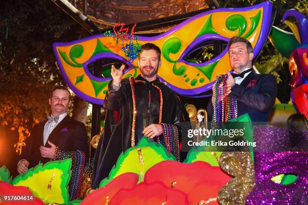 Musician Harry Connick, Jr. Rides in the 2018 Krewe of Orpheus Parade, the krewe's 25th anniversary, on February 12, 2018 in New Orleans, Louisiana.