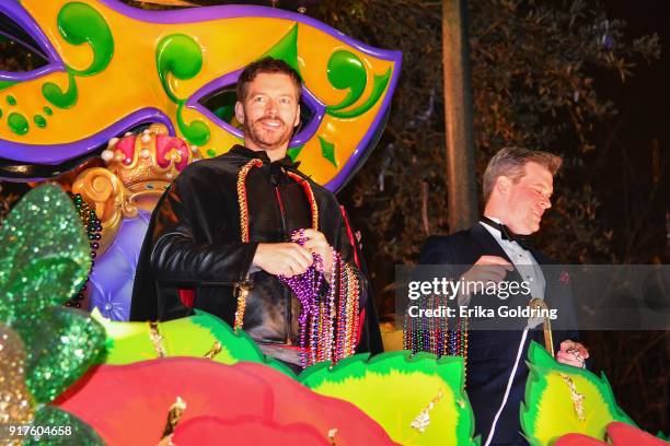 Musician Harry Connick, Jr. Rides in the 2018 Krewe of Orpheus Parade, the krewe's 25th anniversary, on February 12, 2018 in New Orleans, Louisiana.