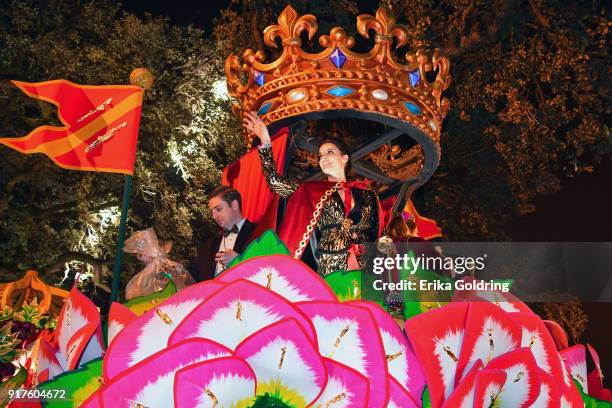 Actress Jamie Alexander rides in the 2018 Krewe of Orpheus Parade, the krewe's 25th anniversary, on February 12, 2018 in New Orleans, Louisiana.