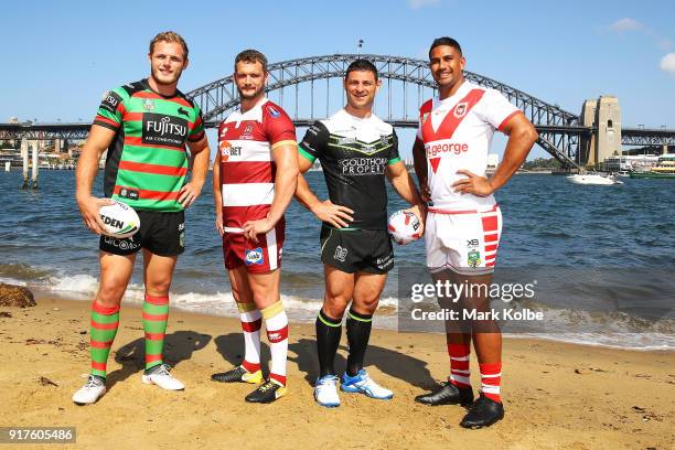 Thomas Burgess of the South Sydney Rabbitohs, Sean O'Loughlin of the Wigan Warriors, Mark Minichiello of Hull FC andÊ Nene McDonald of the St George...