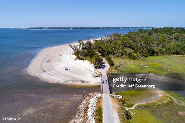 Georgia, Jekyll Island, Aerial of Clam Creek and St Simmons Sound.