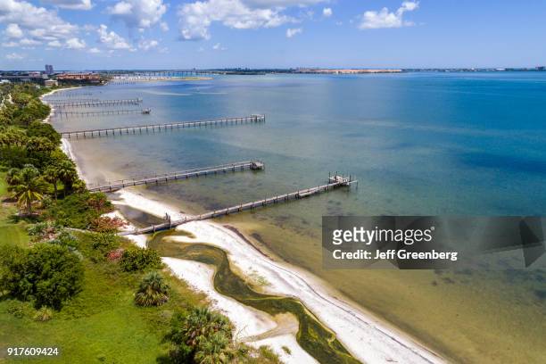 Florida, Fort Pierce, Indian River with private piers.