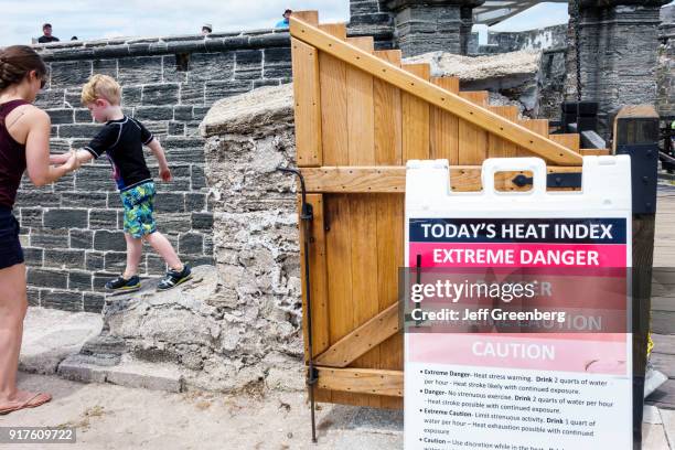 Heat index sign at the Castillo de San Marcos National Monument.