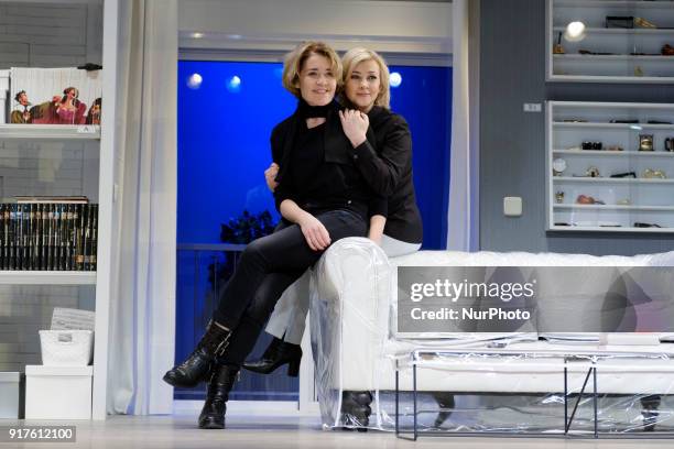 Amparo Larranaga and Maria Pujalte during the performance of EL REENCUENTRO at Teatro Maravillas in Madrid. Spain. February 12, 2018