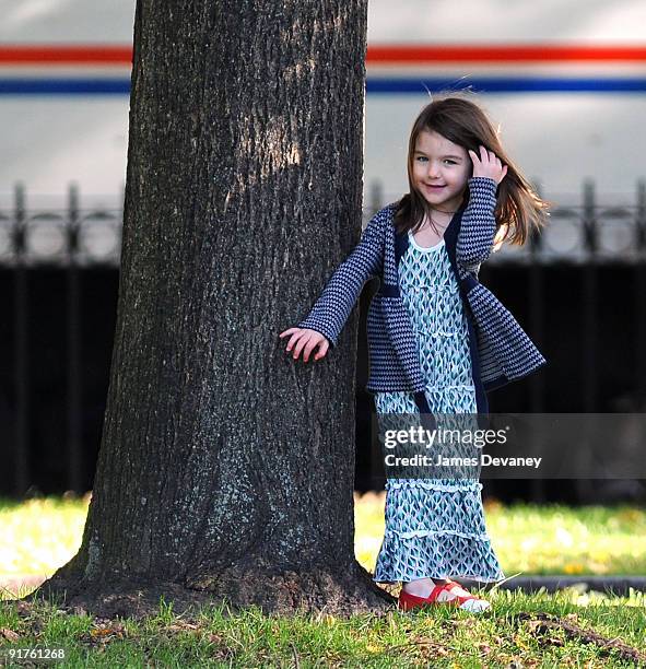 Suri Cruise visits Charles River Basin on October 10, 2009 in Cambridge, Massachusetts.