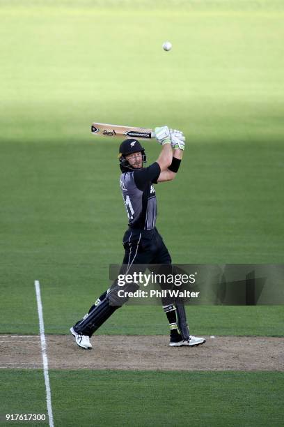 Martin Guptill of the Blackcaps bats during the International Twenty20 match between New Zealand and England at Westpac Stadium on February 13, 2018...